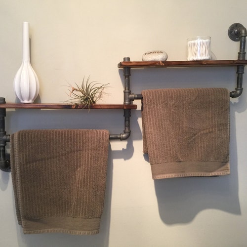 Industrial Pipe Bathroom Shelf / Towel Rack Etsy