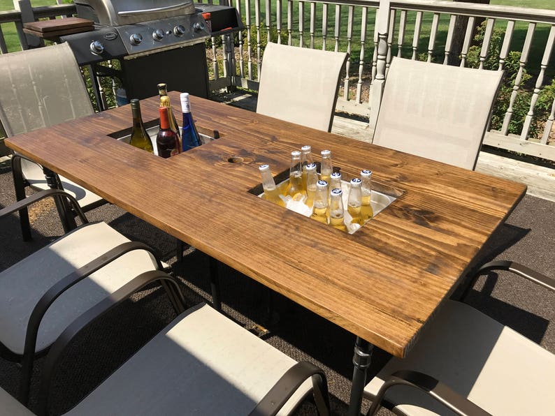 Outdoor Patio Table With Built In Coolers Umbrella Image 0