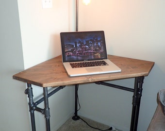 Industrial Pipe Corner Desk - pub height or normal height