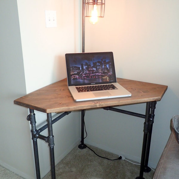 Industrial Pipe Corner Desk - pub height or normal height