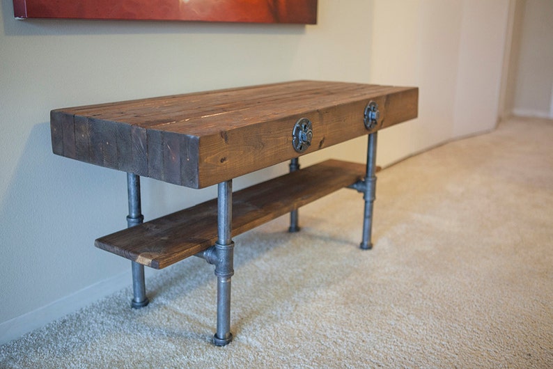 Industrial Pipe Bench With Shoe Rack - Etsy