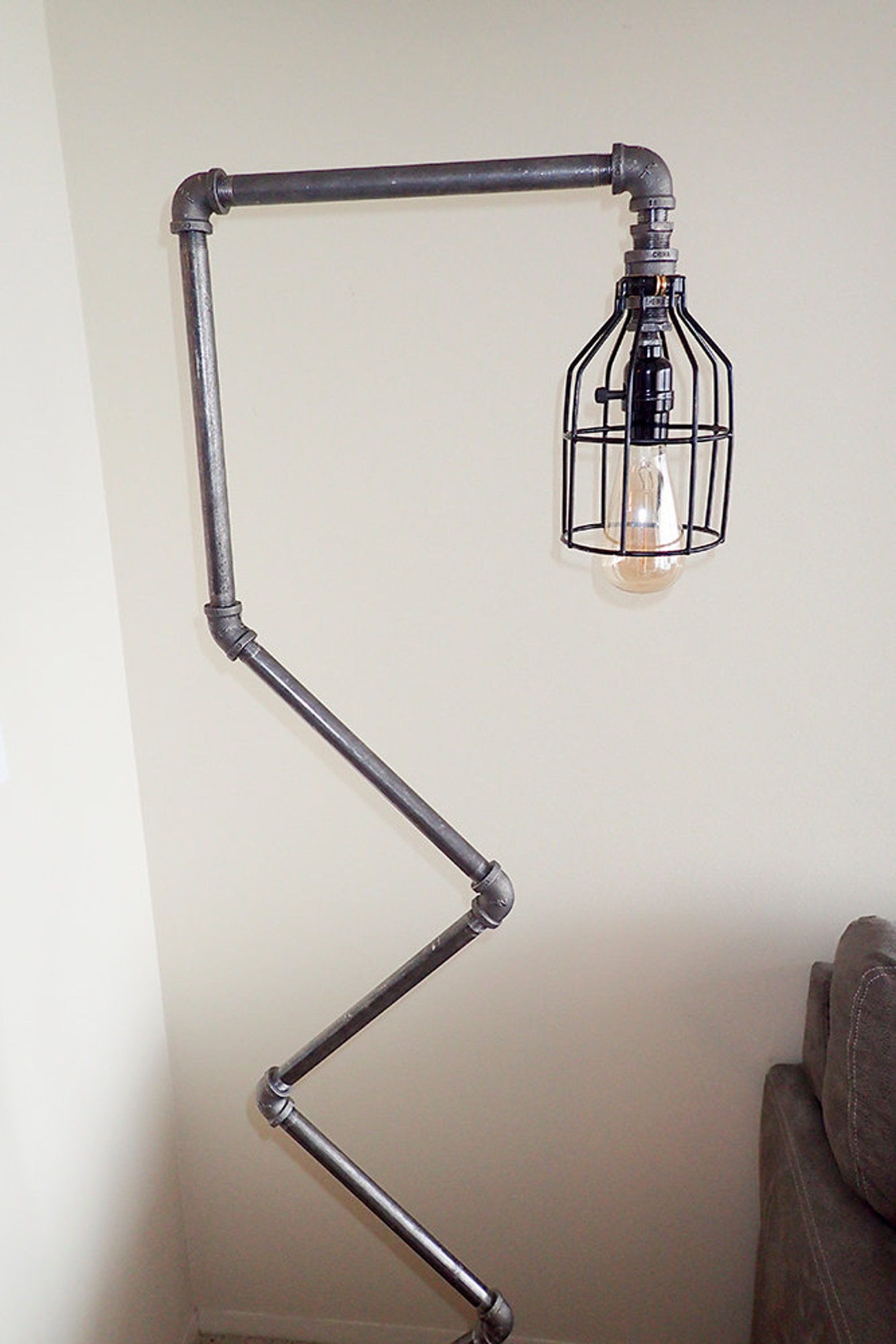 Modern Industrial Pipe Floor Lamp with Vintage Edison Bulb Etsy
