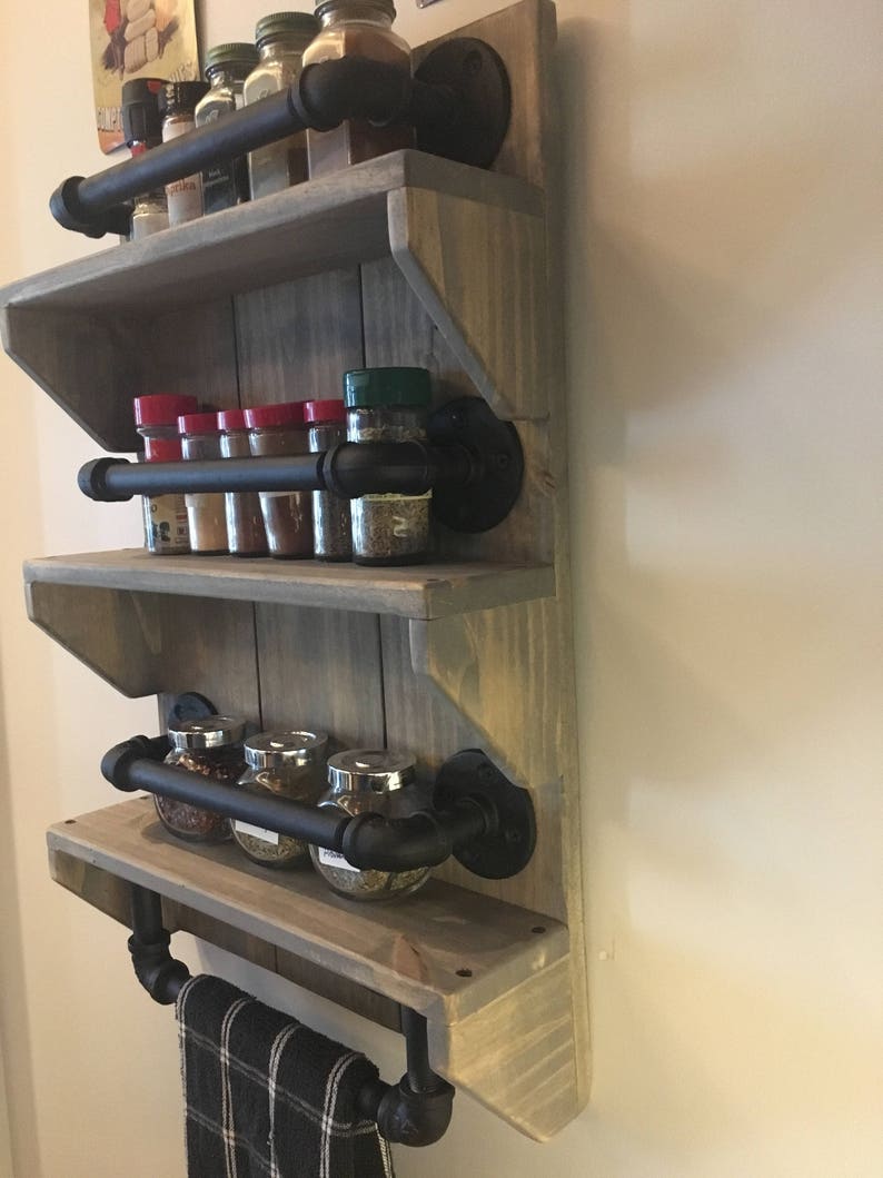 Industrial Pipe Kitchen Spice Rack Etsy