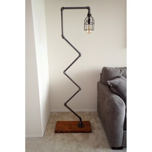 Modern Industrial Pipe Floor Lamp with Vintage Edison Bulb