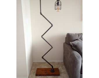 Modern Industrial Pipe Floor Lamp with Vintage Edison Bulb