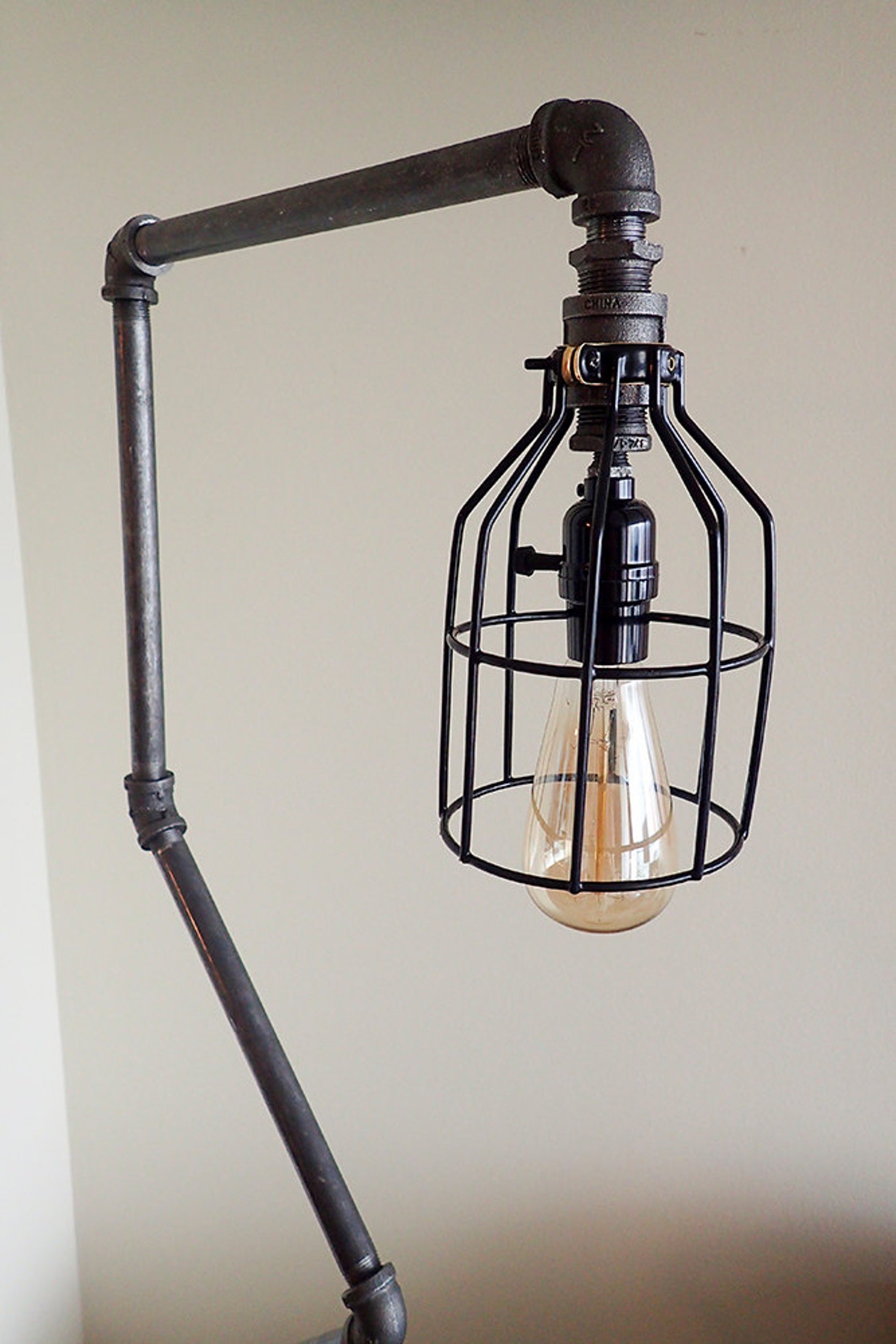 Modern Industrial Pipe Floor Lamp With Vintage Edison Bulb Etsy