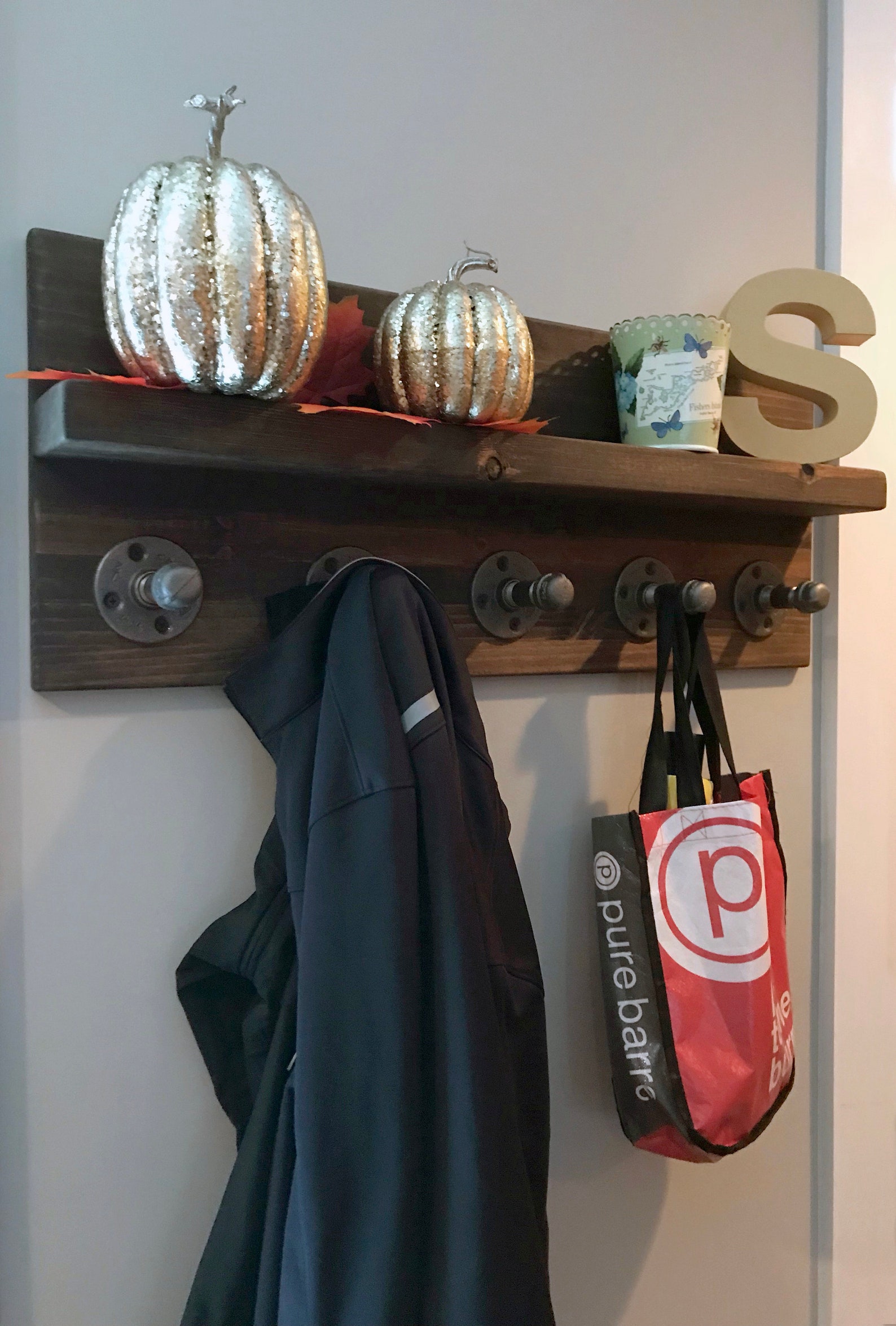 Industrial Pipe Coat Rack With Shelf Etsy