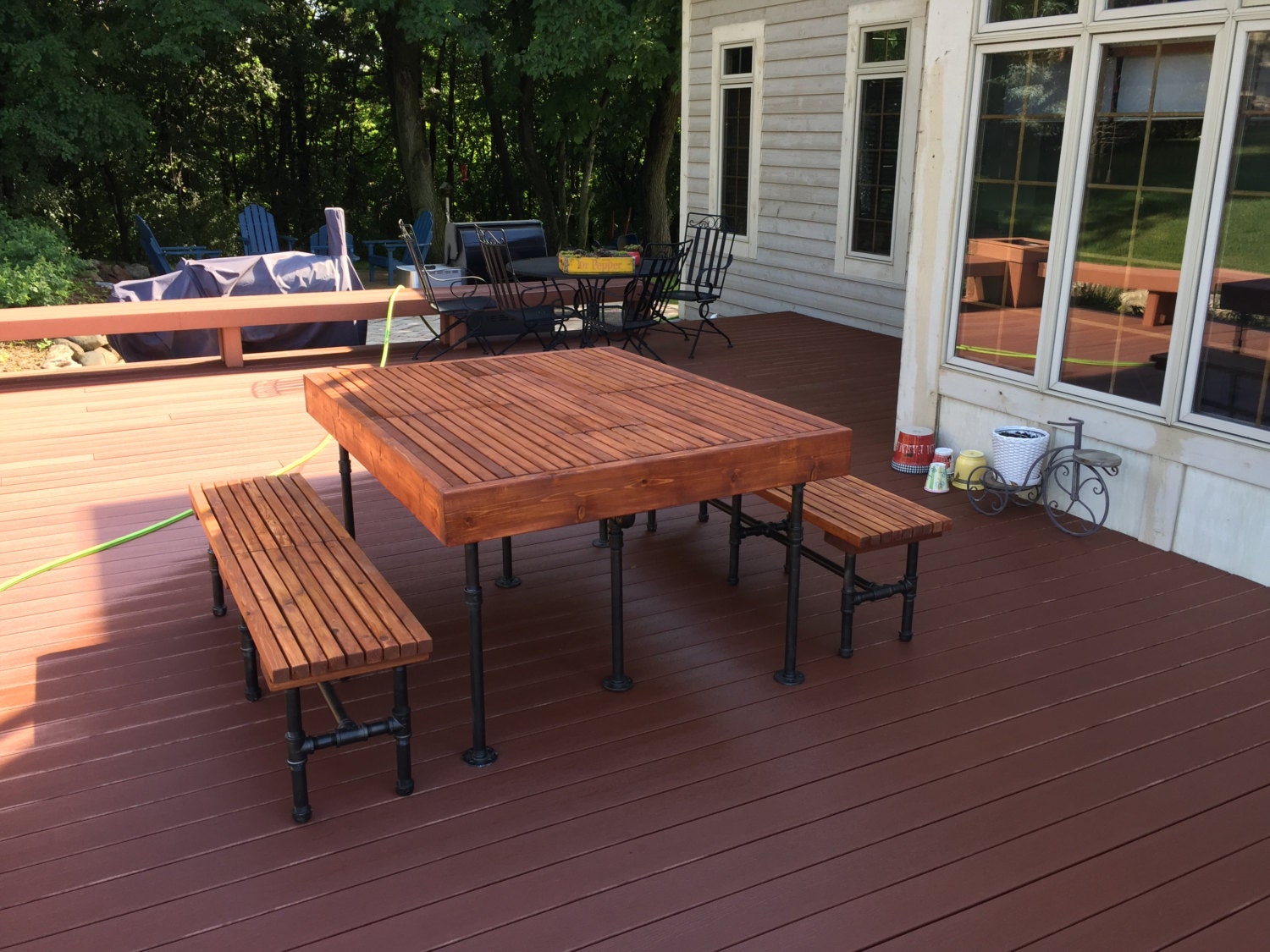 Cedar Industrial Pipe Bench Outdoors or Indoors Etsy