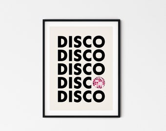 Disco, Art Print, Wall Art, Love, Typography, Disco Ball, Living Room Art, Dancer, Kitchen Art, Disco Queen, Music Lovers, Gifts for Her