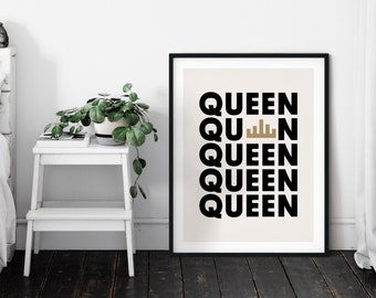 Queen, Art Print, Wall Art, Love, Valentines, Crown, Living Room Art, Dancer, Kitchen Art, Retro, Lovers, Royals, Qween