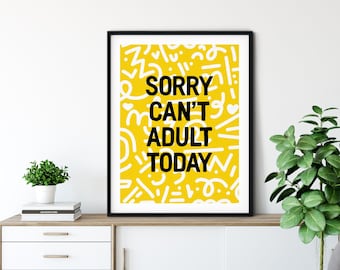 House Party, Art Print, Wall Art, Positive Typography, Positive Art, Funny Quote, Bright Colour, Living Room Art, Humour, Kitchen Art, Humor