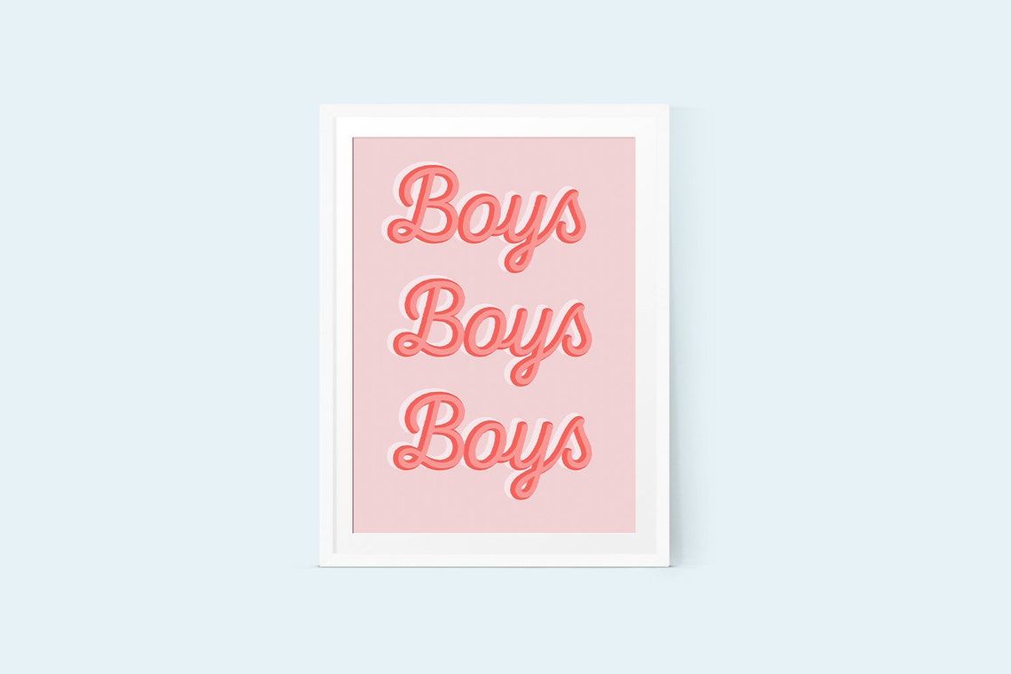 Boys Boys Boys Art Print Art for Boys Wall Art Pink Etsy UK