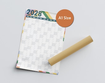 2028 Wall Planner: A1 Rainbow Art Calendar, Uncoated Paper