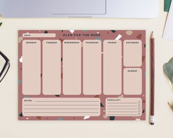 Terrazzo Weekly Desk Planner: A4 Office Organizer