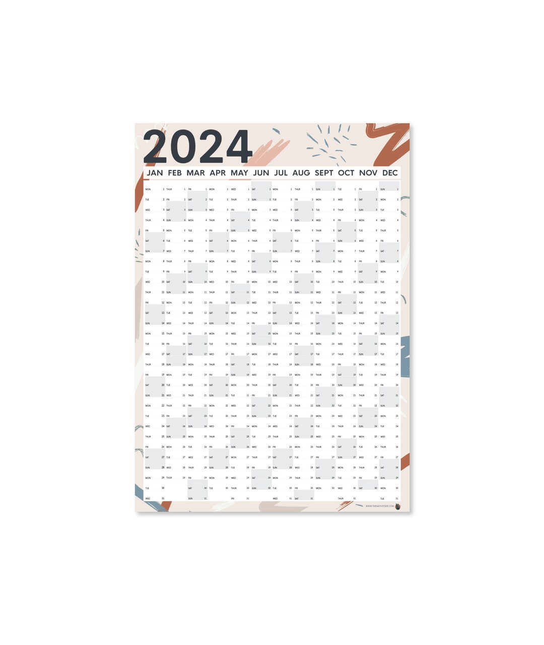 2024 Wall Planner Abstract Design 2024 Planner A2 Size 2024 Calendar
