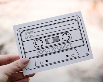 Song Request Cards - Pack of 10 - A7 - Wedding Favours - Wedding Favors - Wedding DJ Cards - Song Request - Party - Karaoke - Cassette Tape