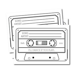 Cartes de demande de chanson - Personnalisées - Cadeaux de mariage - Cadeaux de mariage - Cartes de DJ de mariage - Demande de chanson - Fête d'anniversaire - Cassette