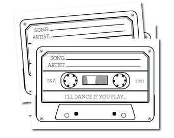 Song Request Cards - Personalised - Wedding Favours - Wedding Favors - Wedding DJ Cards - Song Request - Birthday Party - Cassette Tape