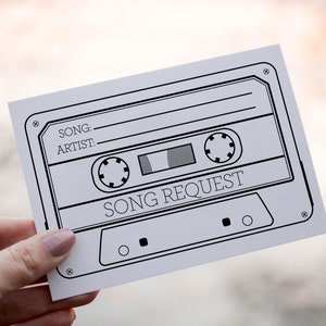 Song Request Cards - Pack van 10 - Trouwbedankjes - Bruiloftsbedankjes - Bruiloft DJ-kaarten - Liedverzoek - Feest - Karaoke - Cassettebandje