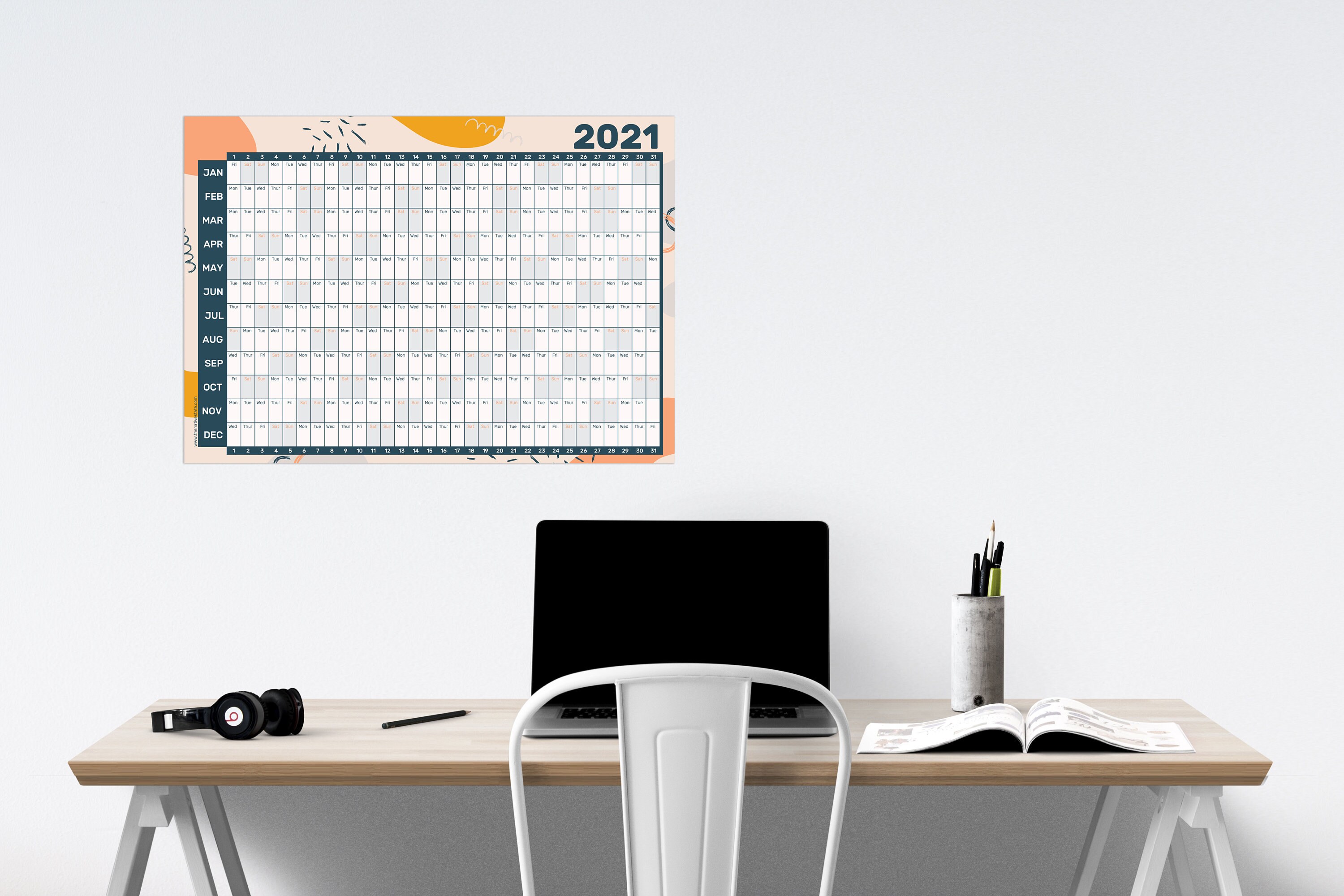 2021 Wall Planner 2021 calendar 2021 Planner Landscape Etsy