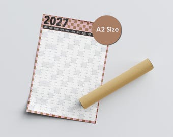 2027 Wall Planner: A2 Checker Board Art Calendar, Uncoated Paper