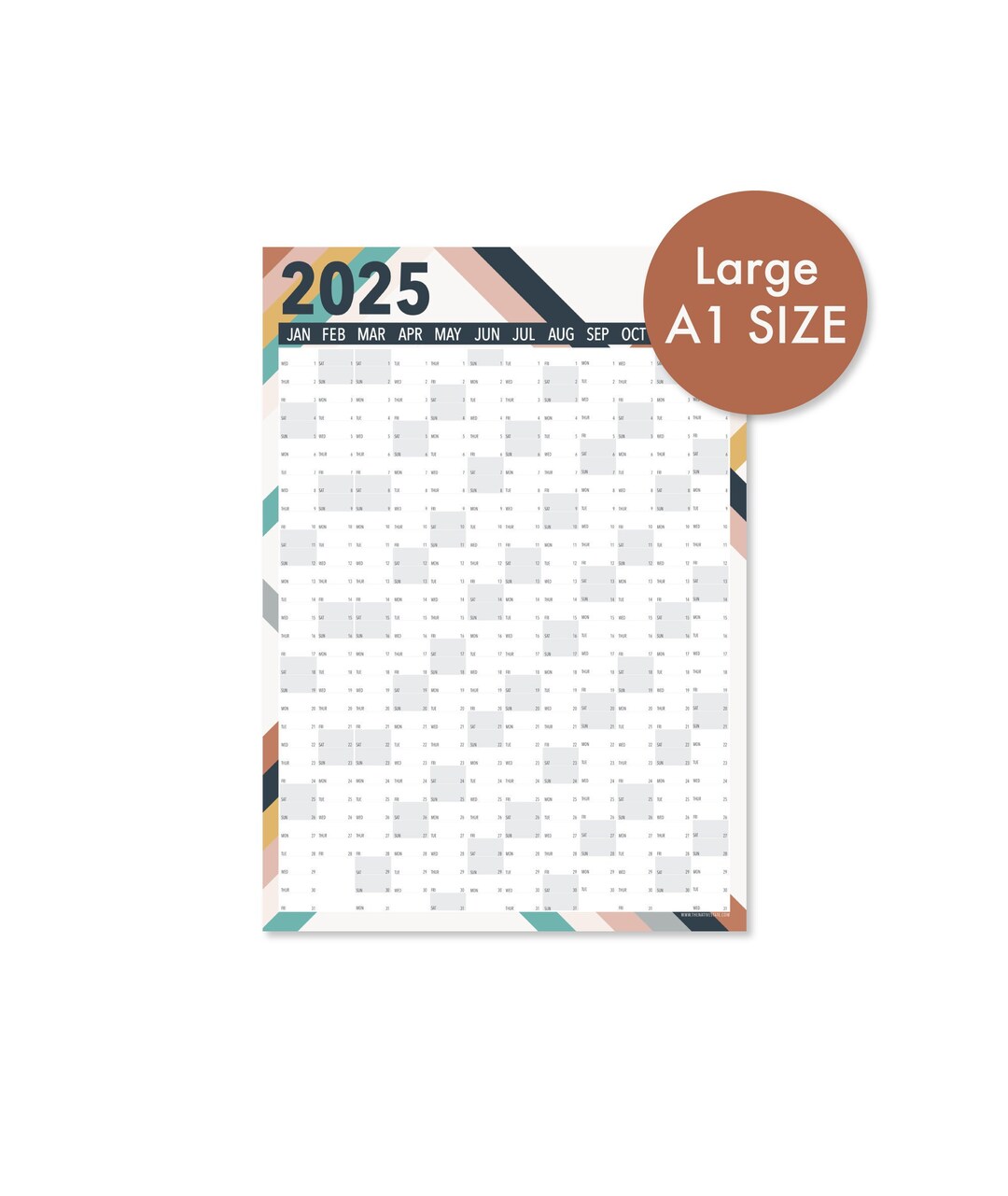 2025 Wall Planner 2025 Calendar 2025 Planner Wedding A1 Size Yearly ...