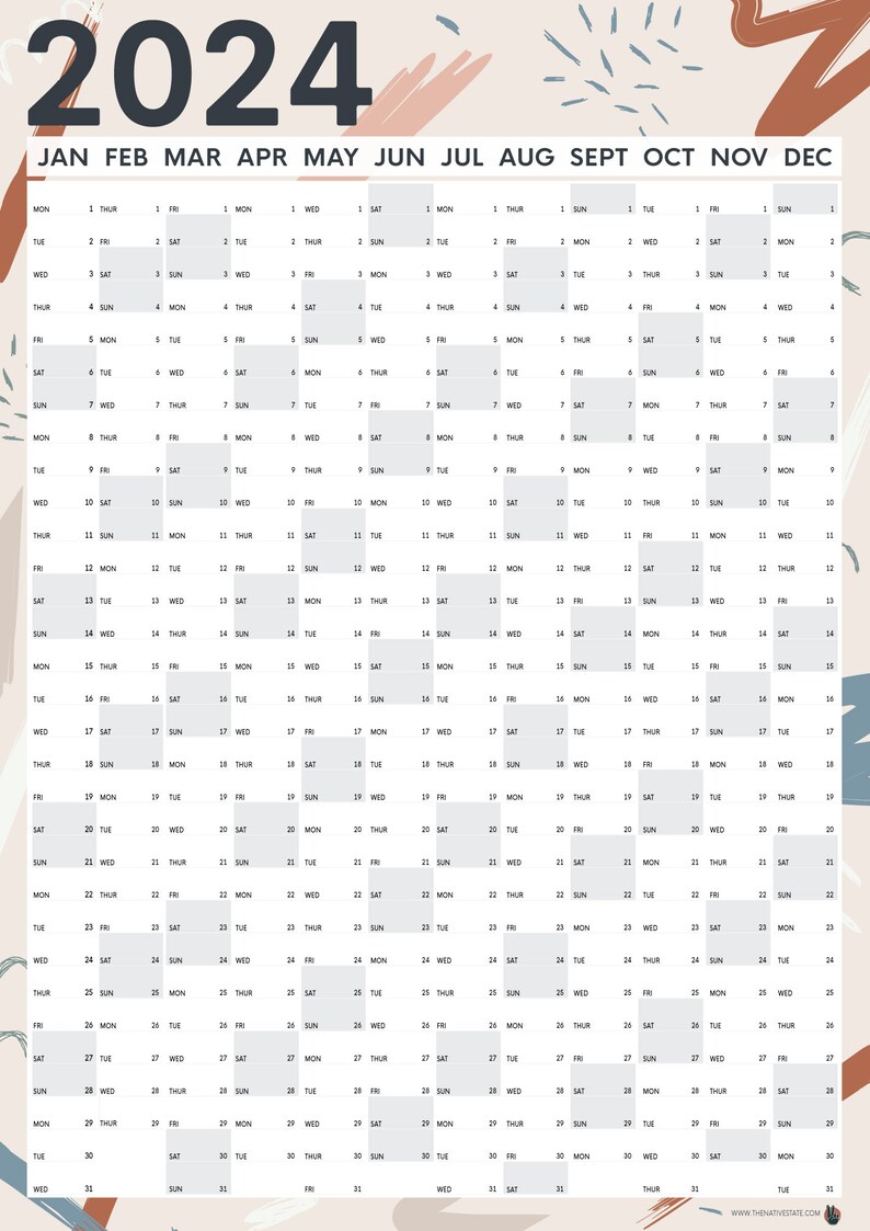 2024 Wall Planner Abstract Design 2024 Planner A2 Size Etsy UK