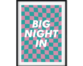 Big Night In, JOMO, Staying In, Art Print, Wall Art, Typography, Positive Art, Bright Colour, Living Room Art, Humour, Kitchen Art, Humor