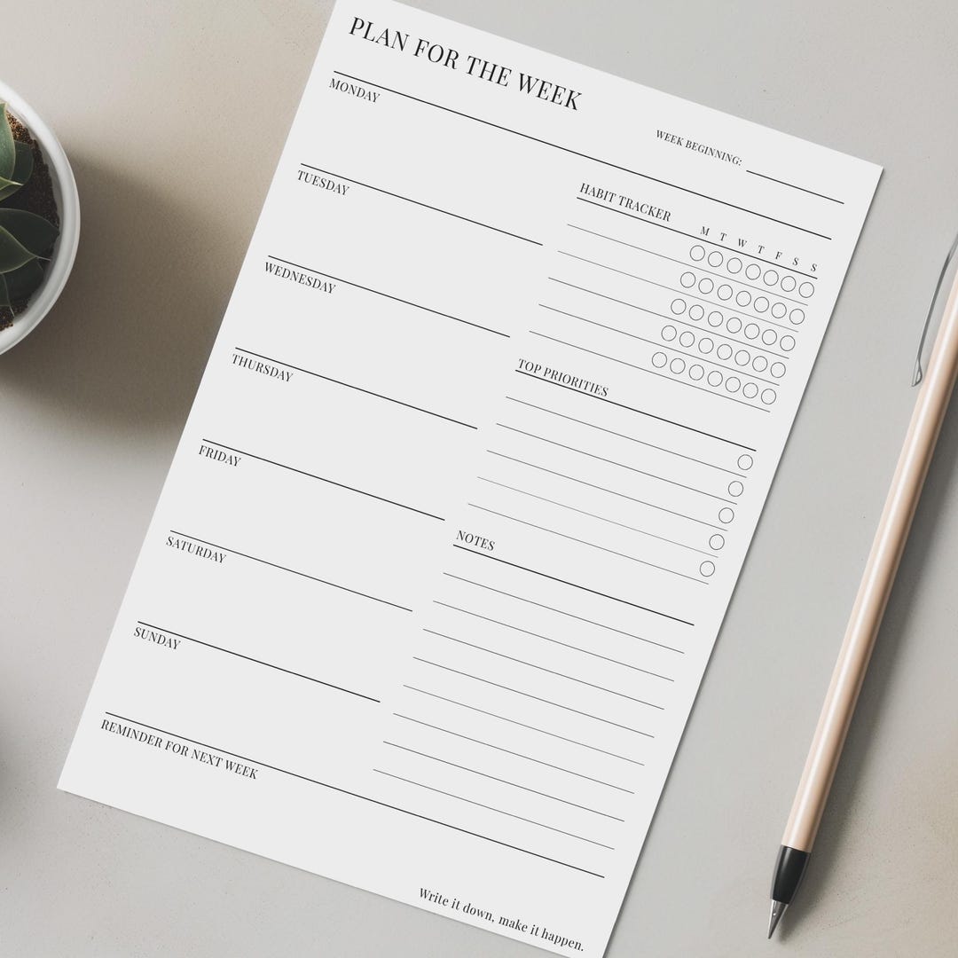 Weekly Balance Check Planner Weekly Digital Planner: Focus, Balance, Progress (digital Download) - Etsy