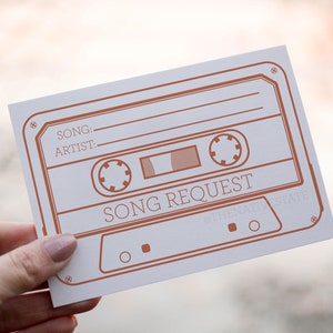 Song Request Cards Personalised Wedding Favours Wedding Favors Wedding DJ Cards Song Request Birthday Party Cassette Tape A6 size | 105x148 mm