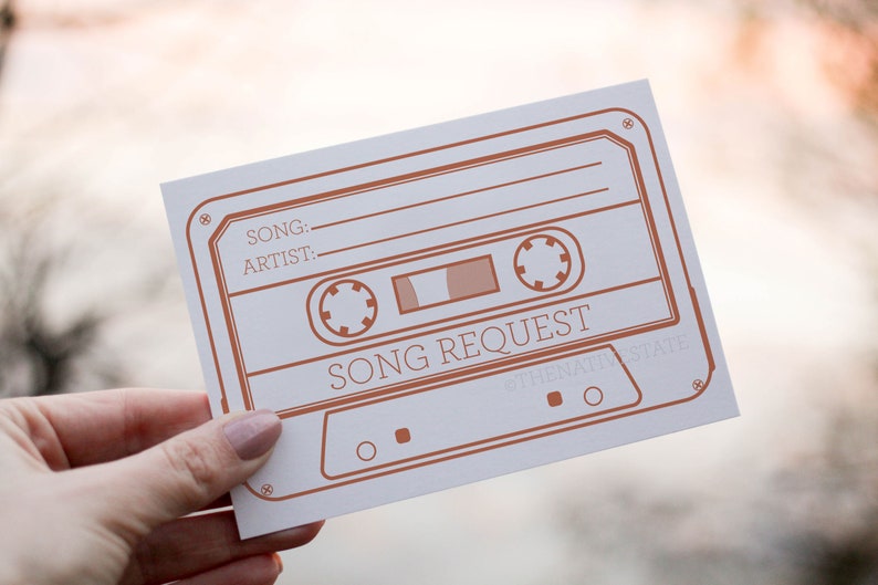 Song Request Cards Personalised Wedding Favours Wedding Favors Wedding DJ Cards Song Request Birthday Party Cassette Tape A6 size | 105x148 mm