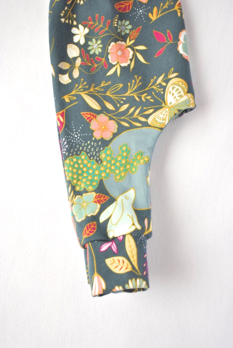 Rabbit Floral Leggings Soft Baby Leggings Darkest Teal/navy Etsy UK