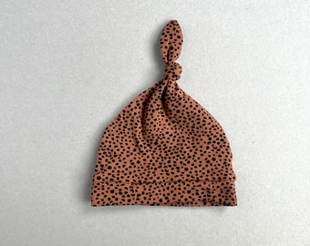 Chocolate Sprinkle Knotted Baby Hat. Handmade Cocoa Baby Hat. Unisex Baby Gift. Baby Hat. Unisex Baby Gift. Made in the UK Baby Accessories