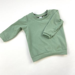 Pine Green Long Sleeve Baby T-Shirt. Grey Green Baby Tee shirt. Handmade Toddler Gift. Unisex Baby T-Shirt. Sweater Style Top for Baby