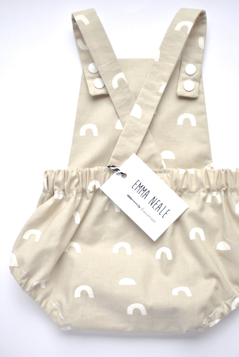 Warm Grey Romper For Baby Unisex Baby Romper Unisex Classic Romper White Printed Design on Unbleached Cotton Baby Gift