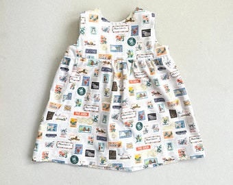Stone World Traveller Baby Girl Dress. Rifle Paper Co Baby. Baby Shower Gift. Handmade Baby Dress. Baby Girl Stamp Print Dress. Lux Baby