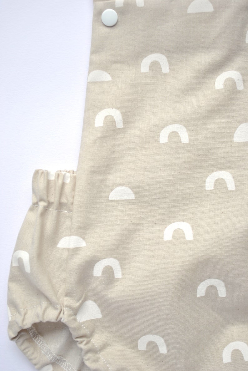 Warm Grey Romper For Baby Unisex Baby Romper Unisex Classic Romper White Printed Design on Unbleached Cotton Baby Gift