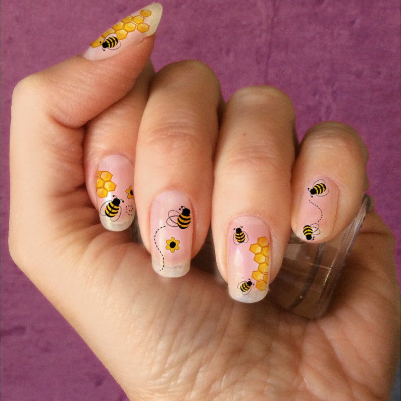 nail decals Bee Nail Decals Nail Art design  Water Slide image 1