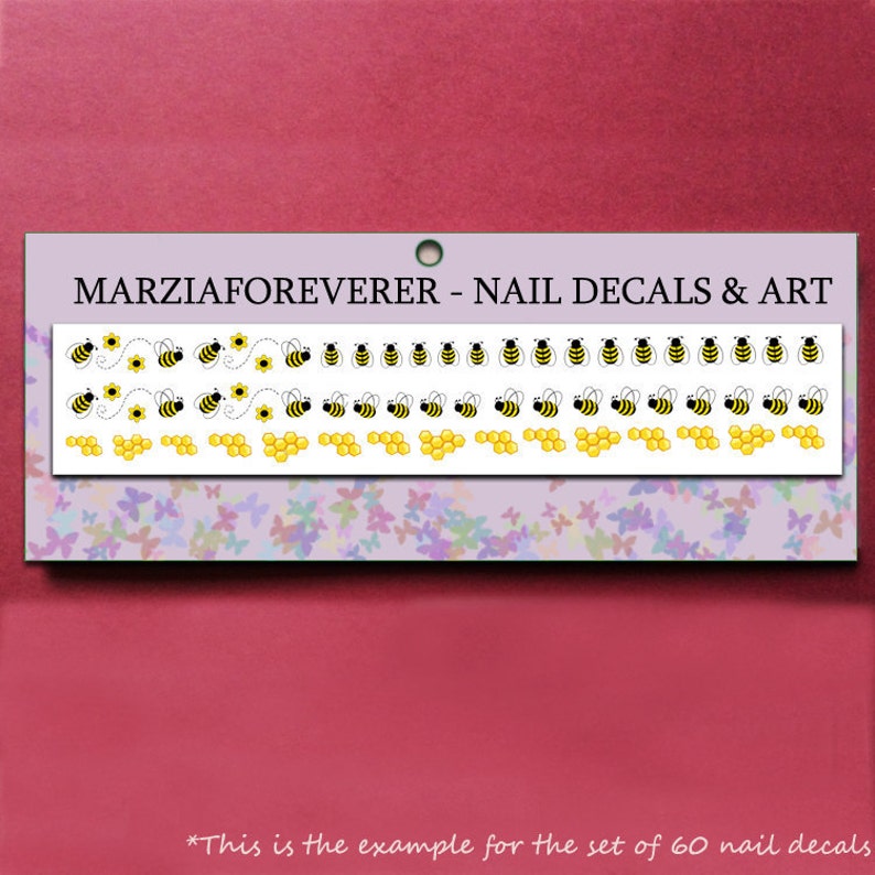 nail decals Bee Nail Decals Nail Art design  Water Slide image 2