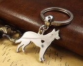 Stainless Steel German Shepherd Dog Heart Silhouette Keychain Dog Keyring Gift. Incl FREE Gift Box