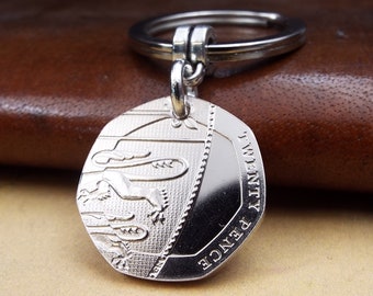 2013 20p Coin Keyring 10th Anniversary Present, Retirement Idea Small Keepsake Gift Him Her Men Women Proof Coin Special Sentimental Date UK