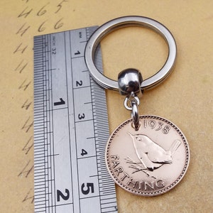 Vintage Farthing Luxury Keyring – Choose Year & Metal Colour, UK Made, Birthday Gift