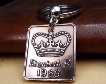 Genuine 1989 Royal Mint Proof Coin Medal Medallion 35th Birthday Gift Wedding Anniversary Small Sentimental Keepsake Keyring in UK Him Her