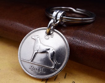 1968 Irish Eire Sixpence Coin Keychain 58th Birthday Gift Last Minute Letterbox Friendly Dog Lover Present Ideas Him Her UK