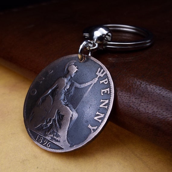 CHOOSE YOUR YEAR 1971 TO PRESENT 1p ONE PENCE PENNY COIN KEYCHAIN KEY RING
