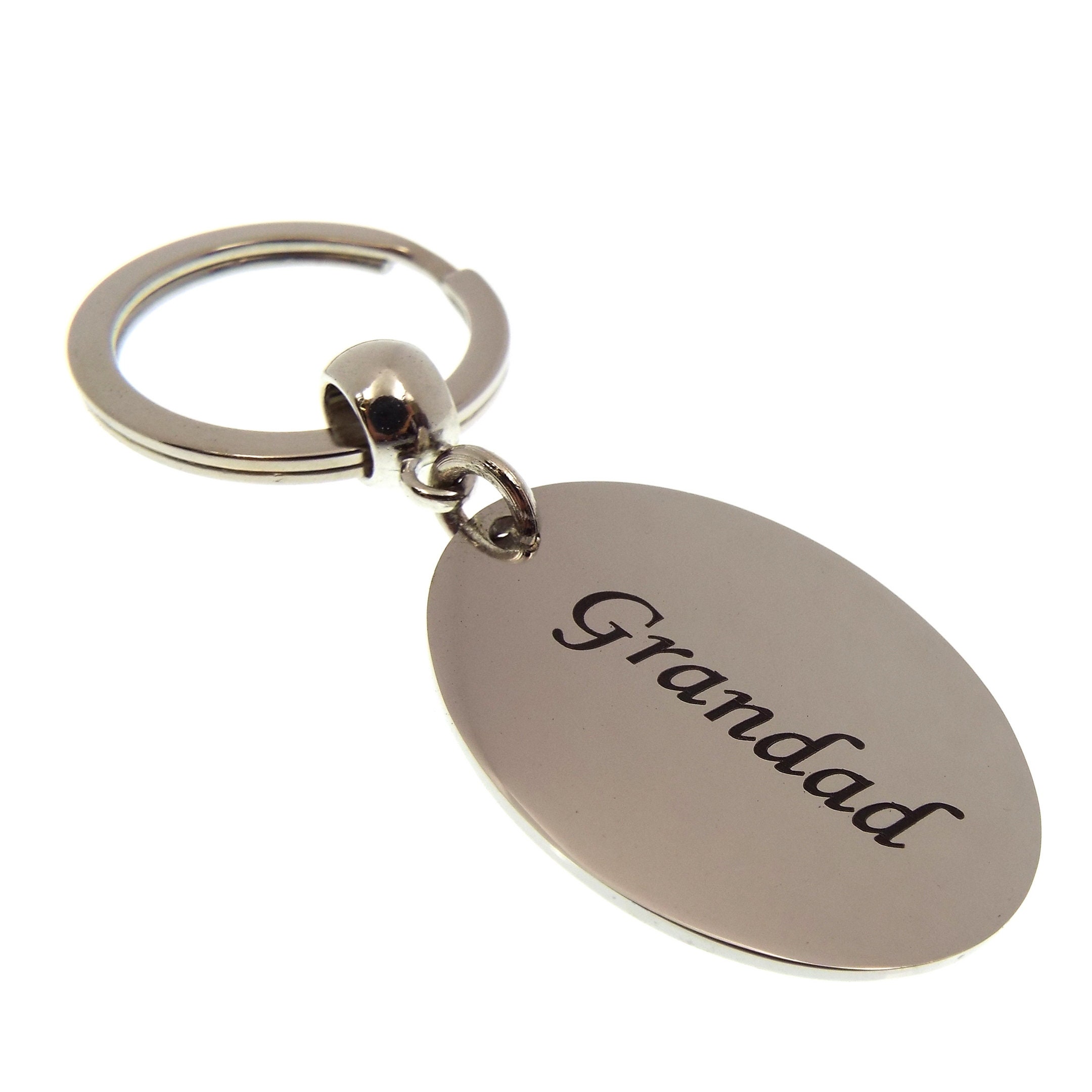 GRANDAD Engraved Stainless Steel Keyring Birthday Gift Large Metal ...