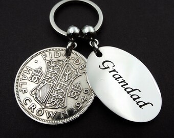 GRANDAD 1949 Half Crown British Coin Keyring 75th Birthday Gift Birth Year Sentimental Vintage Keepsake Keychain Him Men Fathers Day in UK