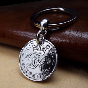 Clearance Sale 1951 OR 1961 British Sixpence Coin Keyring, on Sale, Second Grade, Reduced Price, Birth Year Keepsake Birthday Gift