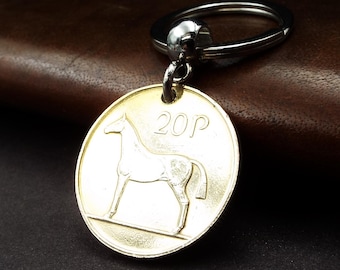 Genuine 1986 Brass Coloured Irish 20p Coin Keyring