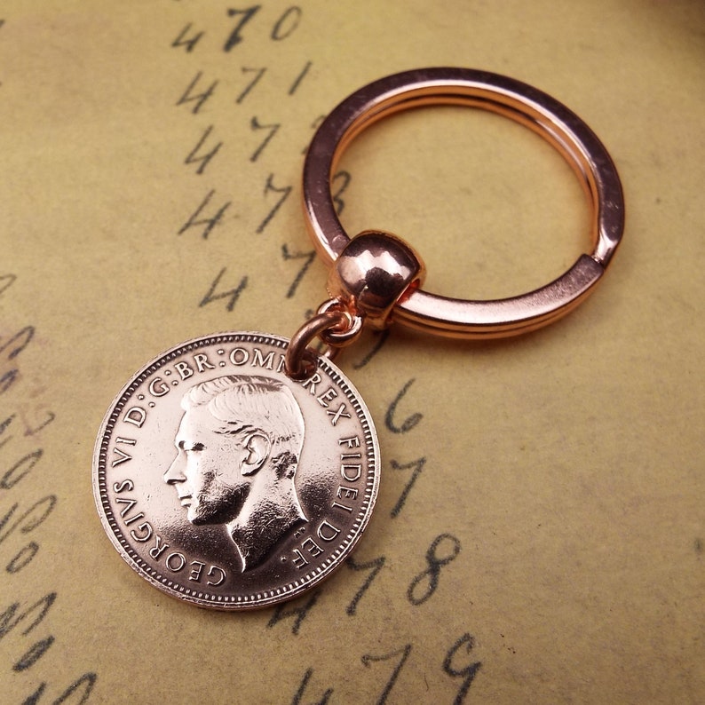 Clearance Sale 1939 OR 1949 Bumped and Bruised British Bronze Farthing Coin Keyring image 4